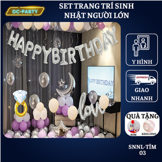 Set Trang Trí Sinh Nhật Màu Tím bằng bóng bay SNNL-Tím 03 Tranh