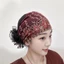 KANGN Mũ Bonnet, Co Giãn Full Cover Khăn Trùm Đầu, Che Tóc Trắng Thoáng Khí Thêu Hoa Chemo Mũ Quà Tặng