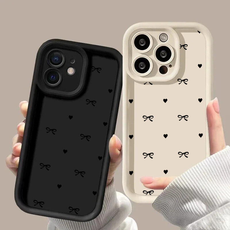 Ốp Lưng Cho VIVO V40 Lite V29 V30 Pro V25 V23 X100 V15 S1 V20 Pro V21 V30E V29E V27E V23E Y28S Y100 5G Ốp Lưng Nơ Dễ Thương Trái Tim Tình Yêu Camera Bảo Vệ Chống Sốc