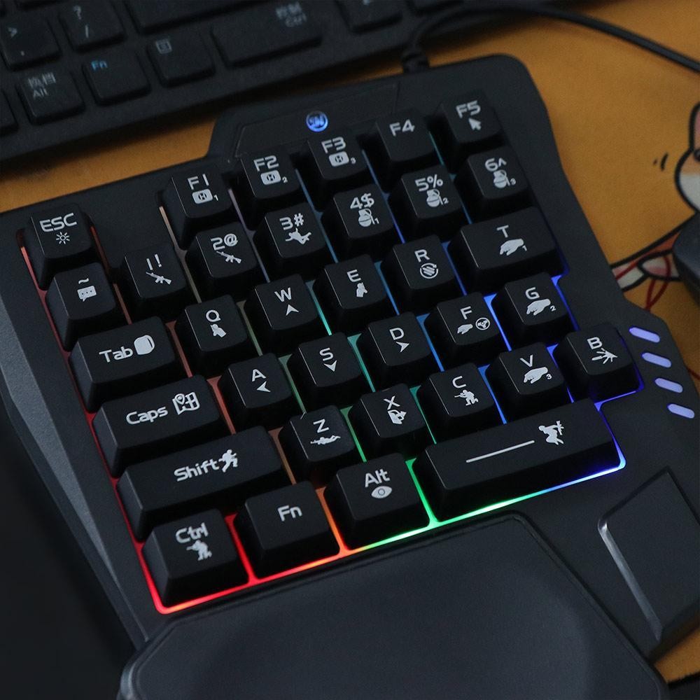 Bàn phím đơn MAOMEI, Bàn phím một tay siêu mỏng USB, Đèn nền di động 3 màu có dây phím cơ chơi game phát sáng có dây PC để bàn | BigBuy360 - bigbuy360.vn