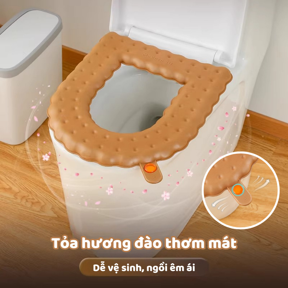 Tấm Lót Bồn Cầu Tích Hợp Tinh Dầu Tỏa Hương Thơm Chất Liệu Silicon EVA Êm Ái Chống Thấm Bốn Mùa