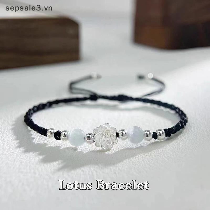 # Vn # Retro Phong Cách Trung Hoa Vòng Tay Bím Handmade Có Thể Điều Chỉnh Cho Nữ Thời Trang Bé Gái Hoa Sen Đính Hạt Vòng Tay Trang Sức Quà Tặng.