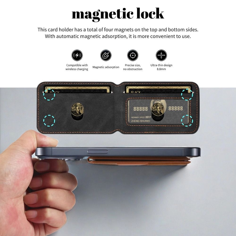 Ví Magsafe Đựng Thẻ Điện Thoại Có Thể Gập Lại An Toàn Từ Đứng Da Chống Trộm Cho iPhone 16 15 14 13 12 ProMax
