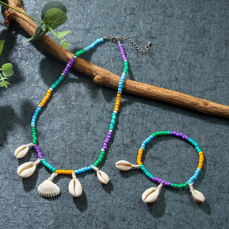 Vòng cổ vỏ phong cách đại dương Bohemian Đi biển Kỳ nghỉ Chuỗi chân thủ công