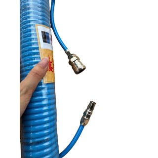 Cuộn 6 mét dây hơi PU khí nén xoắn phi 8 chịu áp lực cao dẻo mềm - màu xanh