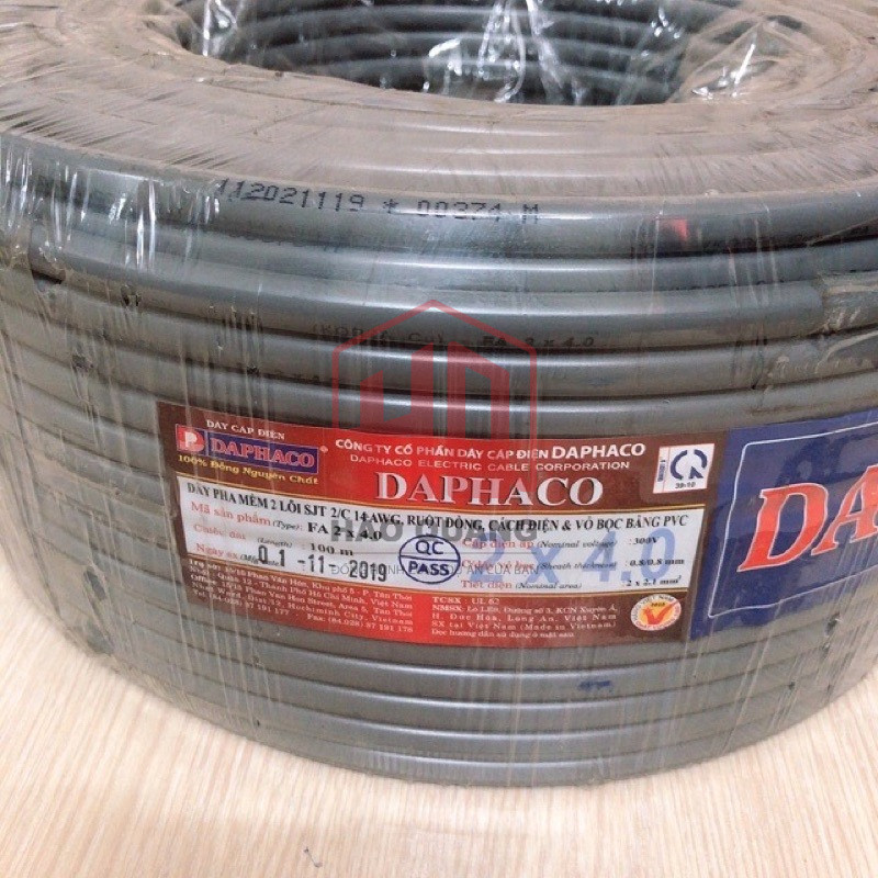 (Mét) Dây Điện Đôi Tròn Daphaco 2x4.0mm Vỏ Xám | Lõi Đồng Nguyên Chất