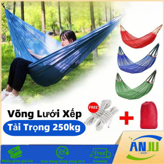 Võng Lưới Xếp, Võng Lưới, Móc Inox Chắc Chắn, Tải Trọng 250kg, Dùng Cho Dã Ngoại Du Lịch