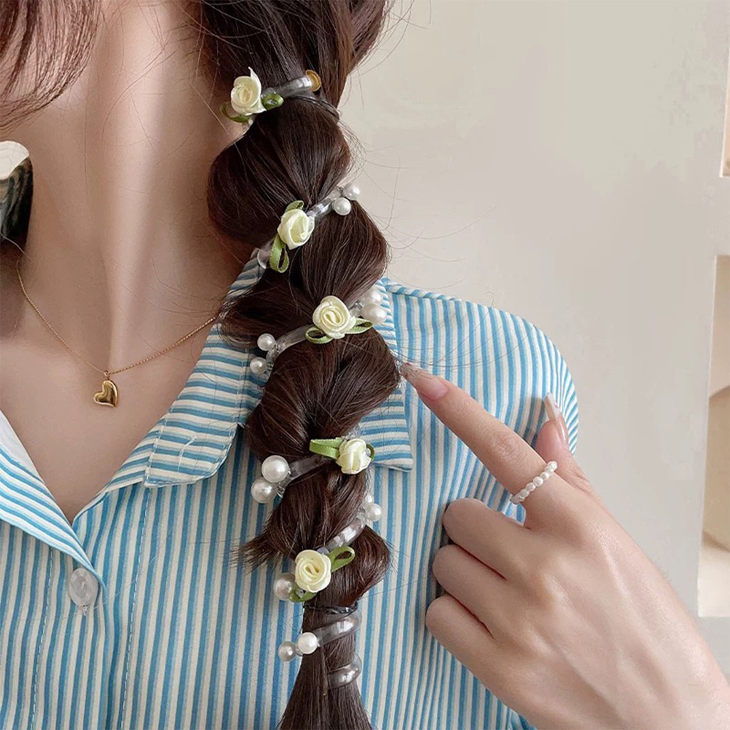 1 / 2 / 3 Cái Dây Điện Thoại Đàn Hồi Đầu 8cm - Dây Buộc Tóc Thiết Kế Hạt Hoa Hồng Cho Nữ, Băng Đô Quấn Tóc Nhựa Mềm Cho Bím / Đuôi Ngựa / Tạo Kiểu