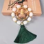 Mặt dây chuyền gương chiếu hậu YRBWD, Boxwood Thiết kế sáng tạo Tượng Phật Quyến rũ, Gỗ nguyên khối Dệt Vòng tròn đôi Phật nhỏ Mặt dây chuyền phong thủy tăng cường xe