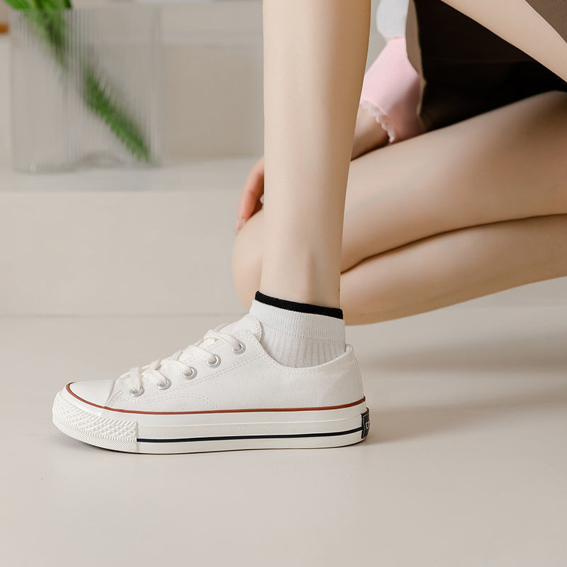 Tất Nữ Tất Trắng Phù Hợp Với Mùa Xuân Mùa Hè Hút Mồ Hôi Màu Trơn ins Hợp Thời Trang Thấp Tất Mùa Hè Mỏng Phong Cách Đơn Giản