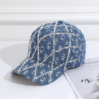 Mũ bóng chày Denim dành cho nữ Mũ thể thao bóng chày trang trí kim cương giả sáng bóng để cắm trại câu cá ngoài trời