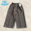 Quần lửng kẻ caro, ống rộng, thời trang mùa hè - HiLiKhoiStore quần caro