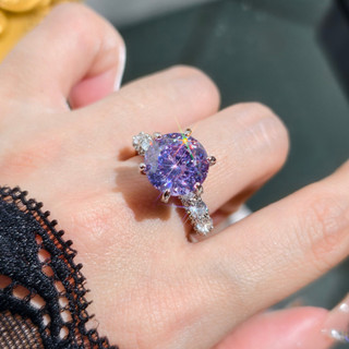 Châu Âu Mỹ ins Phong Cách Mới 5 Carat Nhiều Màu Sắc Zircon Sáu Móng Vuốt Mở Nhẫn Nữ
