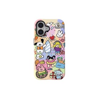 Minh họa nhiều mẫu động vật nhỏ đứng hai trong một vỏ bảo vệ cho iPhone 11 12promax 13pro 15pro 15promax 14 14promax 14pro 16 pro max 16 plus ốp lưng hai trong một