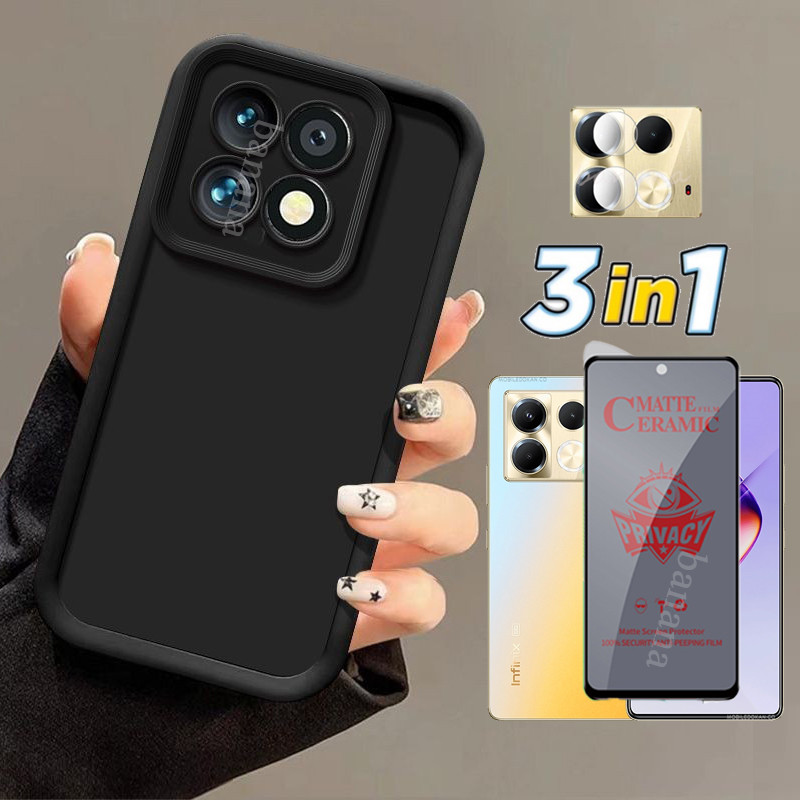 3in1 Infinix Note 40 5G Trọn gói Vỏ điện thoại chống sốc cho Infinix Note 40 4G Kính cường lực gốm + Phim ống kính