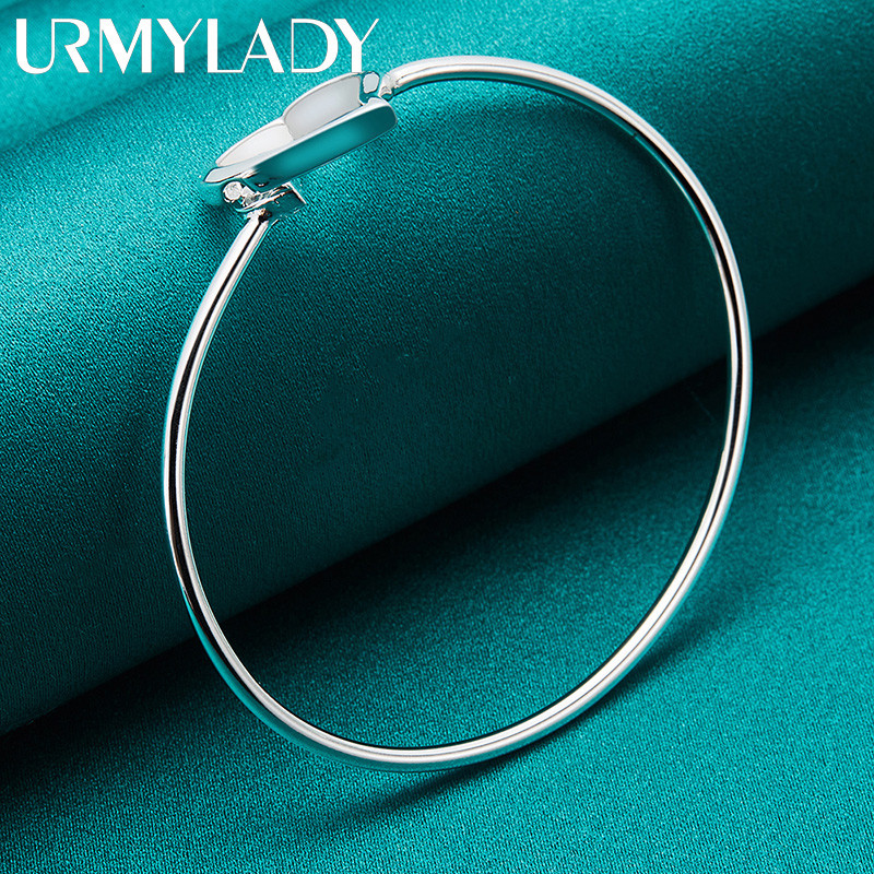 URMYLADY - Lắc tay bạc 925 hình trái tim mịn, trang sức thời trang dành cho nữ