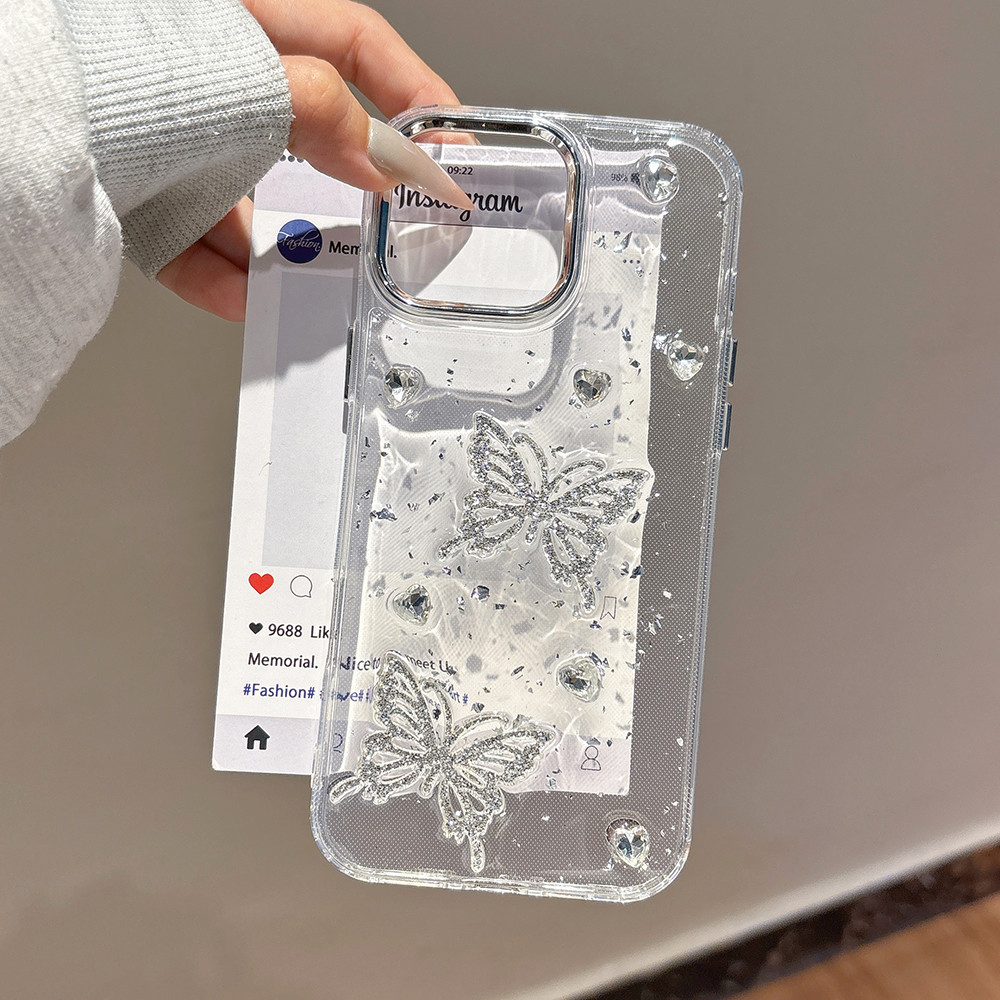 Ốp Điện Thoại Sóng Nhựa Bướm Cho iPhone 16ProMax 16Plus 15 14 13 12 11 Vỏ Bảo Vệ Chống Sốc