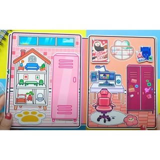 Đồ chơi giấy ngôi nhà búp bê toca boca Nari & Rita đáng yêu,đồ chơi thủ công bóc dán cho bé