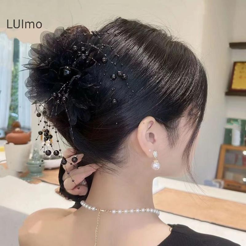 Luimo 1 Lưới Thanh Lịch Hoa Kẹp Tóc Cho Nữ Ngọc Trai Thanh Lịch sel Kẹp Thời Trang Bé Gái Đuôi Ngựa Kẹp Phụ Kiện Tóc SBS
