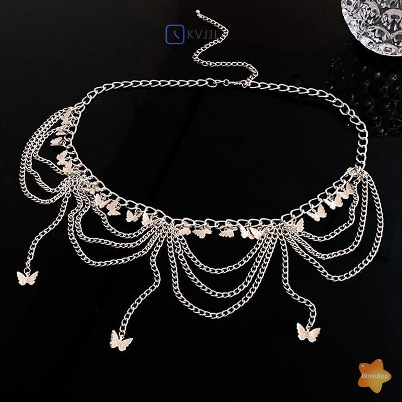 Kvjjl Nữ Dây Thắt Lưng Trang Sức Thời Trang Bụng Trang Trí Cơ Thể Kim Loại Nhiều Nữ Dây Thắt Lưng Trang Sức Thời Trang Bụng Trang Trí Cơ Thể Quần Kim Loại Nhiều Lớp Ch