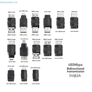 Charmantcc1 Bộ chuyển đổi USB Mini USB sang Micro USB Bộ chuyển đổi hai chiều Hỗ trợ đồng bộ hóa dữ liệu sạc