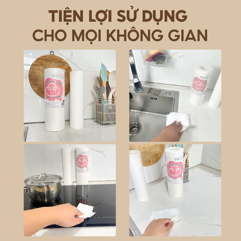 Khăn Lau Đa Năng Cuộn 100 tờ Top Gia Siêu Dai Có Thể Giặt Tái Sử Dụng - Chính Hãng TopGia