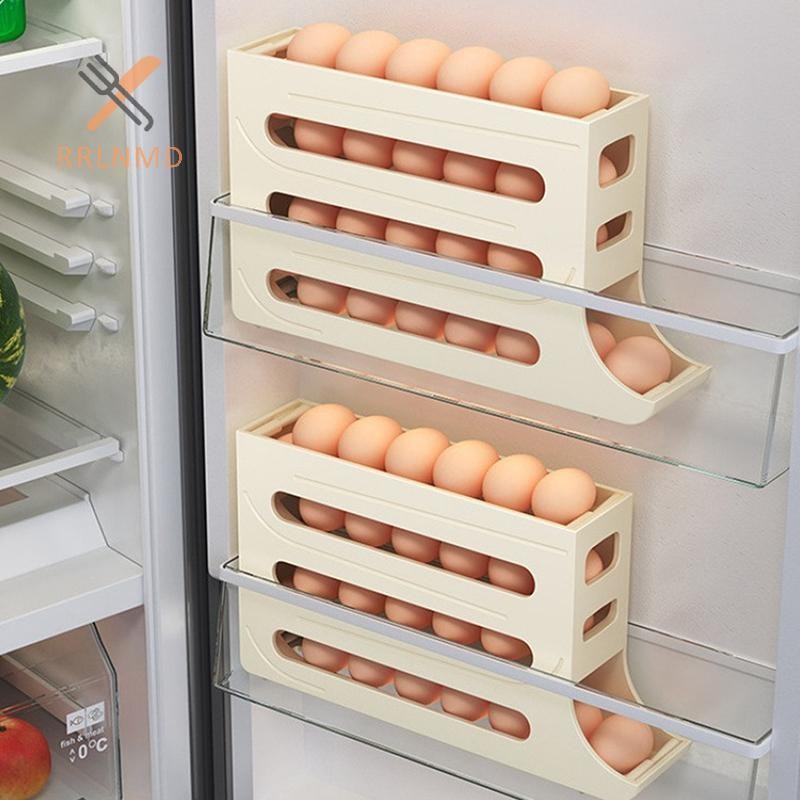 Rrlnmd Hộ Gia Đình Tự Động Lăn Trứng Hộp Bảo Quản Nhà Bếp Tủ Lạnh Cửa Bên Bảo Quản Trứng Giá 30 Hộp Trứng MỚI