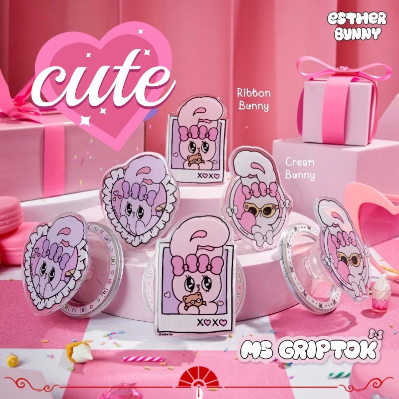 Hàn Quốc Esther Bunny Hoạt Hình Dễ Thương Cho Magsafe Socket Điện Thoại Từ Tính Griptok Grip Toak Đứng Cho IPhone Có Thể Gập Lại Sạc Không Dây Hộp Đựng Nhẫn