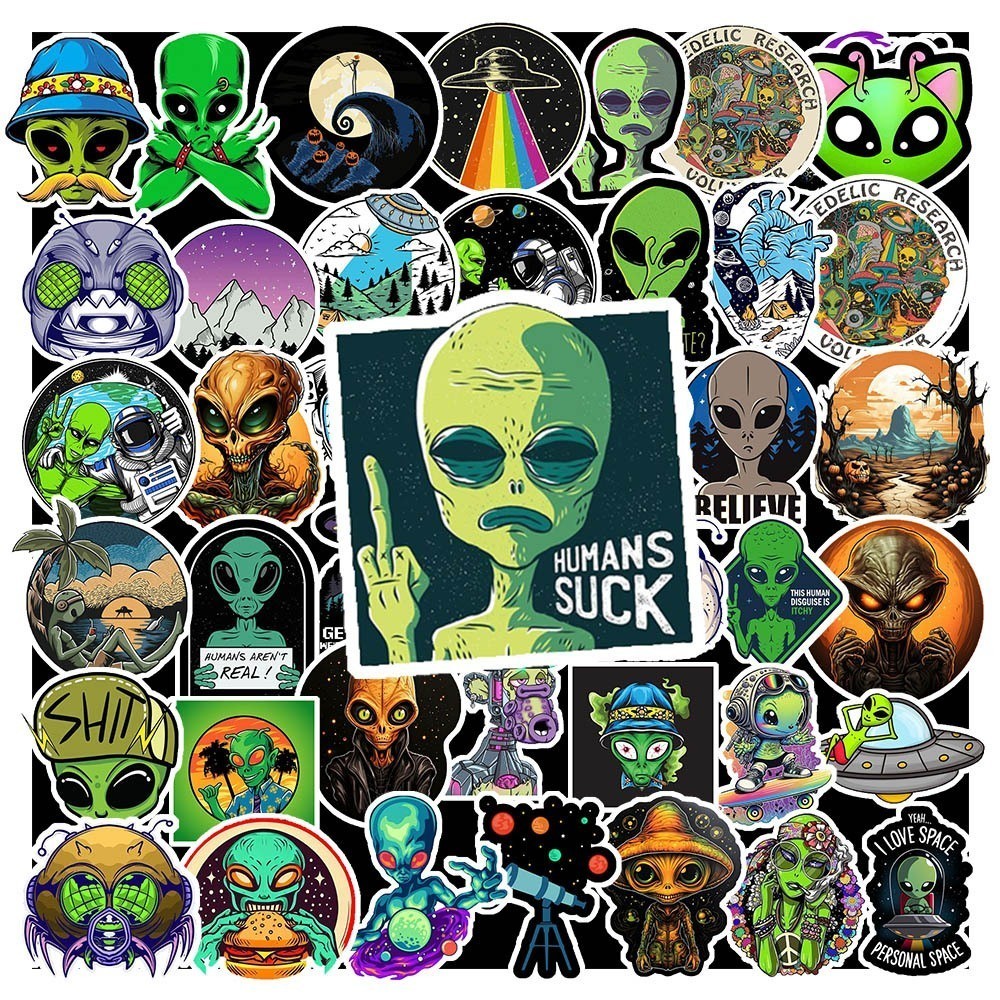 50 Nhãn Dán Alien chống nước sticker dán laptop, điện thoại, đàn guitar