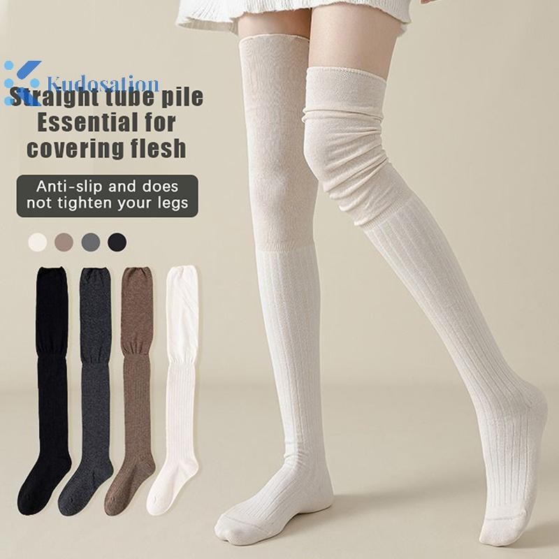 Kudosation Màu Trơn Đùi Vớ Cao Cấp Nữ Hợp Thời Trang Trên Đầu Gối Nữ Tất Dài Nhiệt Ấm Cotton Cao Ống Legging
