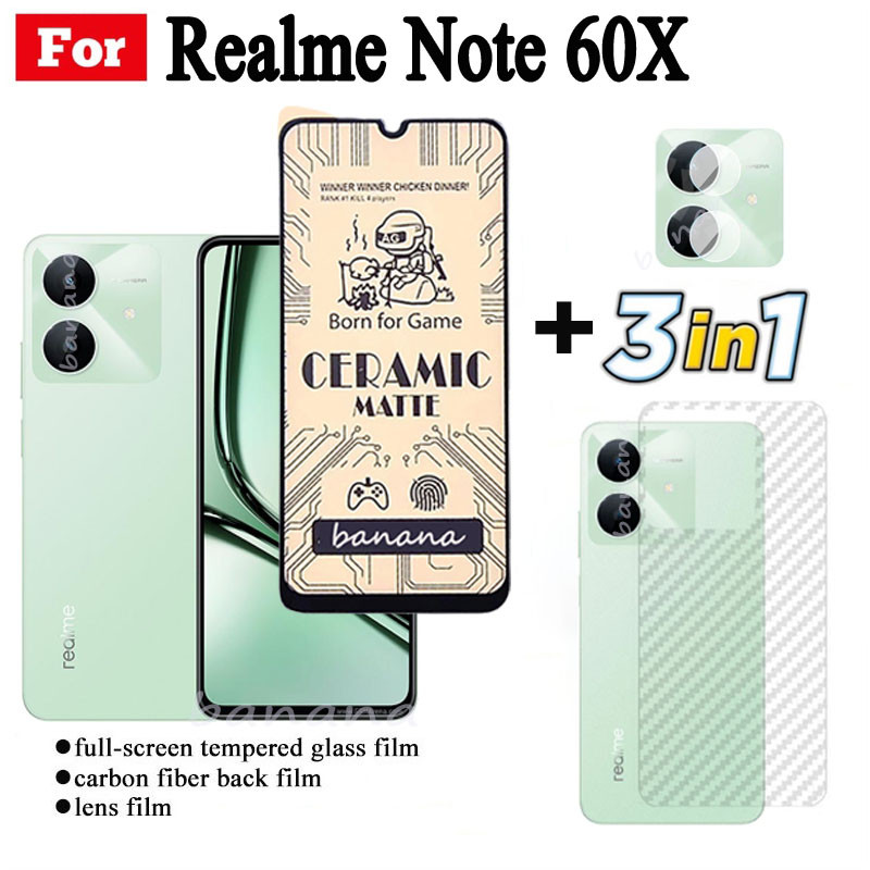 Kính cường lực gốm 3 TRONG 1 Realme Note 60X cho Realme Note 60 Note 50 Ống kính máy ảnh Kính bảo vệ màn hình và phim mặt sau