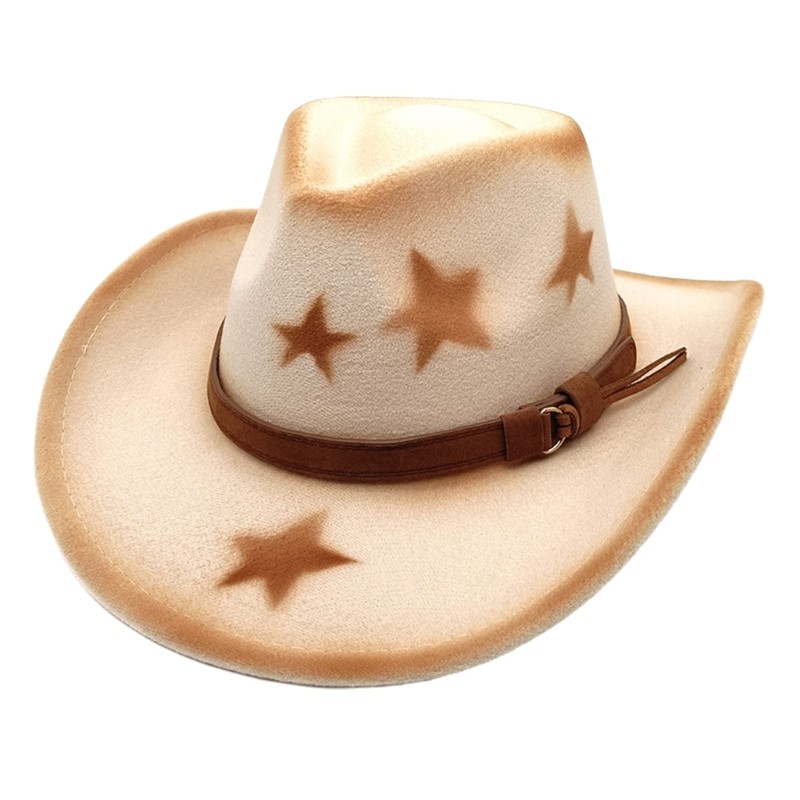 Bầu trời Thanh lịch In hình ngôi sao Homburg Top Hat Trang phục cao bồi cho các cuộc họp ngoài trời