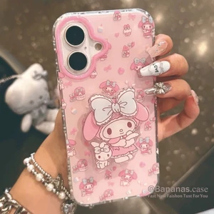 Ốp điện thoại hình mèo dâu ngọt ngào + dây buộc cho iPhone 17 16 15 14 13 12 11 Pro Max X Xr XsMax 7 8 Plus SE2020