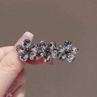 Mauropoli [Sẵn Sàng] Phong Cách Phương Tây Phong Cách Mới Pha Lê Nhỏ Ba Hoa Bên Mỏ Vịt Kẹp Thiết Kế Thời Trang Kẹp Tóc Trán Gãy Kẹp Cảm Giác Cao Cấp