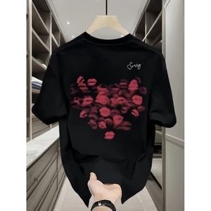 Hàng sẵn có Vintage Series Lipprint in họa tiết Áo thun cổ tròn mềm cao cấp Unisex Bán chạy