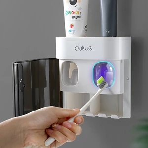 Bộ dụng cụ bóp kem đánh răng tự động, bộ giữ bàn chải đánh răng gắn tường cho phòng tắm