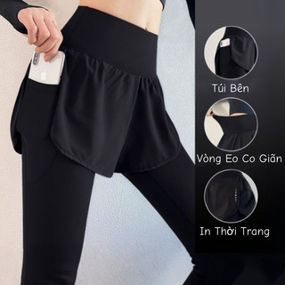 Quần Legging Tập Gym Nữ Cao Cấp, 2 Lớp Có Túi, Dành Cho Yoga, Zumba, Thể Dục Chạy Bộ