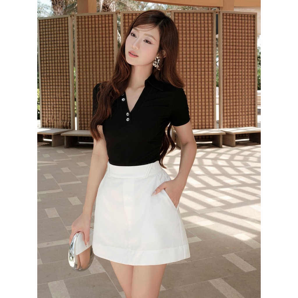 Ảnh JOVEN Áo Nữ Elena Cổ Polo Trước Là Cổ V 4