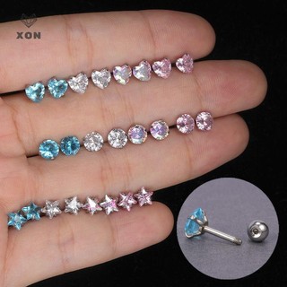 XON Bông Tai Zircon Pha Lê Thép Không Gỉ Đơn Giản, Xoắn, Sụn, Móng Tay, Cho Nữ, Trang Sức Tối Giản