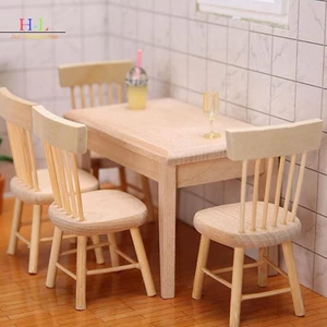 1 / 12 Nội thất nhà búp bê thu nhỏ Bàn ăn Ghế mô phỏng LMWU