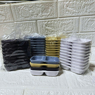 [Giá Xưởng] Combo 10 Khay Chấm 2 Ngăn Melamine Nhỏ 9x7cm – Đựng Muối Tiêu, Nước Mắm Tiện Lợi