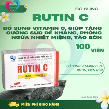 Rutin C Nén Đại Uy, Bổ Sung Vitamin C, Giúp Tăng Cường Sức Đề Kháng, Phòng Ngừa Nhiệt Miệng, Táo Bón
