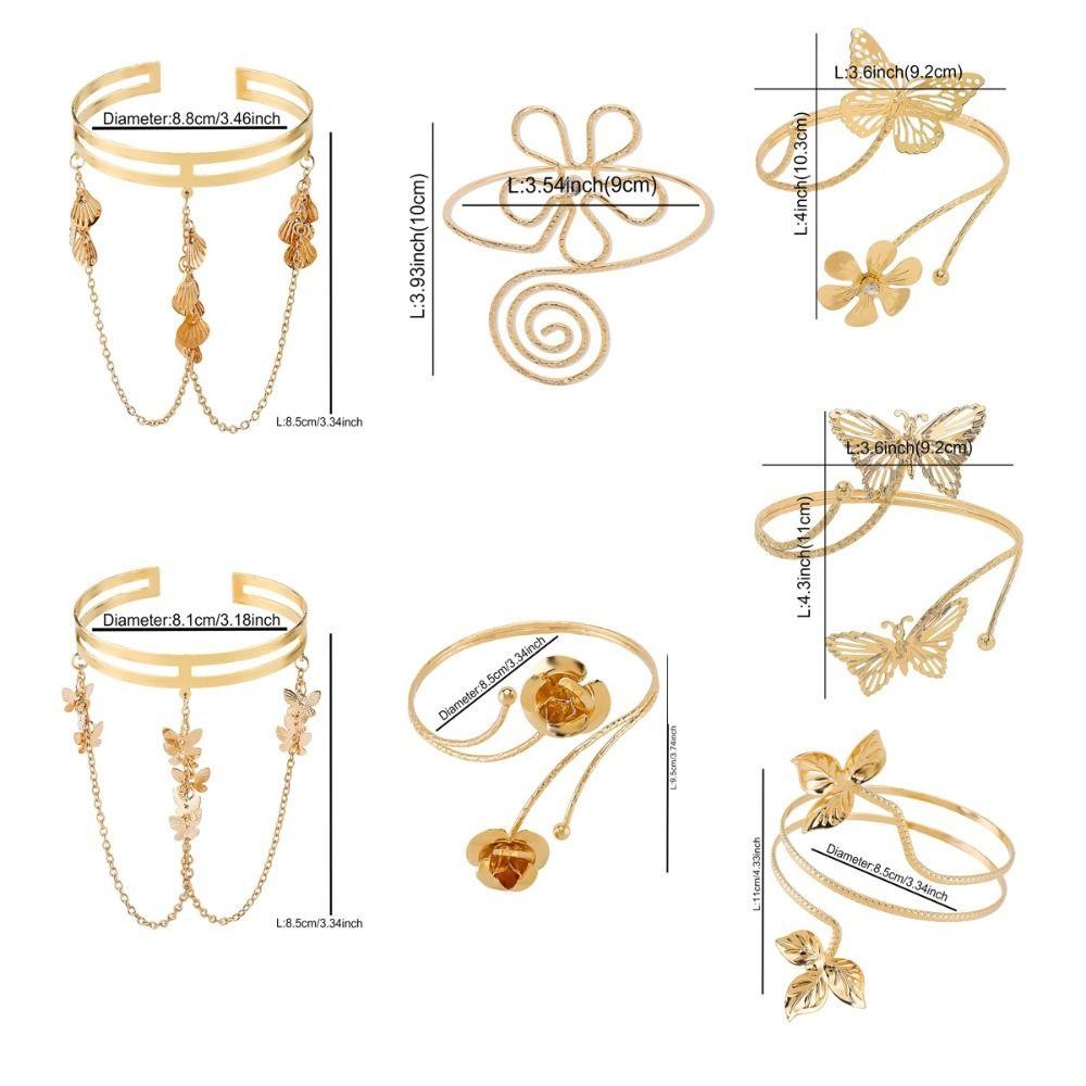 MERIGGIARE Mở Vòng Tay, Dây Xích Tay Tua Rua Màu Vàng Kim Loại, Sáng Tạo Đa Phong Cách Có Thể Điều Chỉnh Retro Rộng Mở Lắc Tay Cosplay