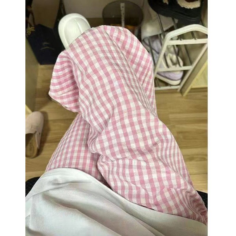 quần kẻ sọc ống rộng Quần kẻ caro phong cách Hàn Quốc, cạp cao, rộng rãi, có dây rút, co giãn, kích cỡ lớn, nhiều màu sắc