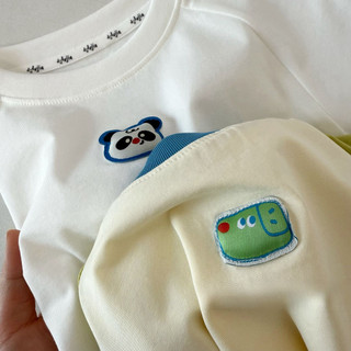 Áo phông ngắn tay bé trai bé gái cotton in hoa tay lỡ phối màu dễ thương cho bé mùa hè
