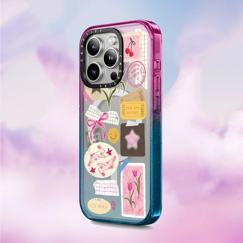 CASECASE X Ruy Băng Và Hoa Tulip Ốp Lưng Cạnh Đen Đào Haze Cotton Kẹo Bộ Sưu Tập Màu Sắc Trong Suốt Cứng Ốp Lưng Tác Động Cho Apple IPhone 12 13 14 15 16 Pro Max Plus Có Hộp