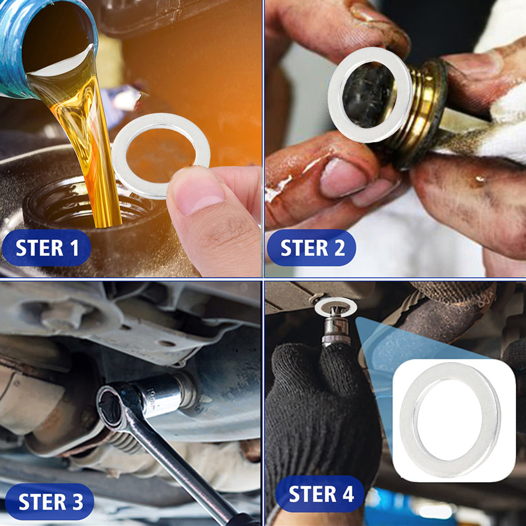 100-300 Cái Bộ đệm nhôm ô tô M6-M16, Vòng đệm niêm phong phích cắm thoát dầu để bảo trì ô tô, Vòng đệm đồng chịu nhiệt / dầu