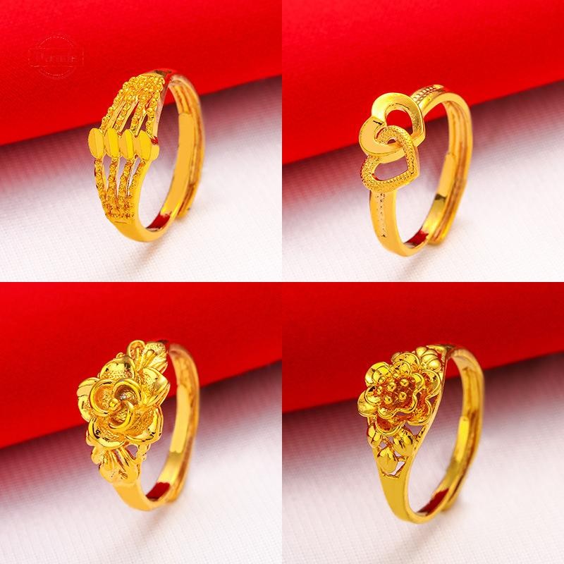 Nhẫn may mắn mạ vàng diễu hành Mở vòng chuyển thời trang đơn giản có thể điều chỉnh dành cho nữ Phụ kiện ngón tay phù hợp VN