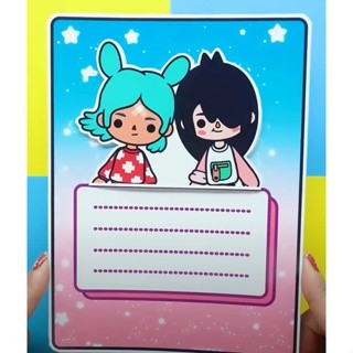 Đồ chơi giấy ngôi nhà búp bê toca boca Nari & Rita đáng yêu,đồ chơi thủ công bóc dán cho bé