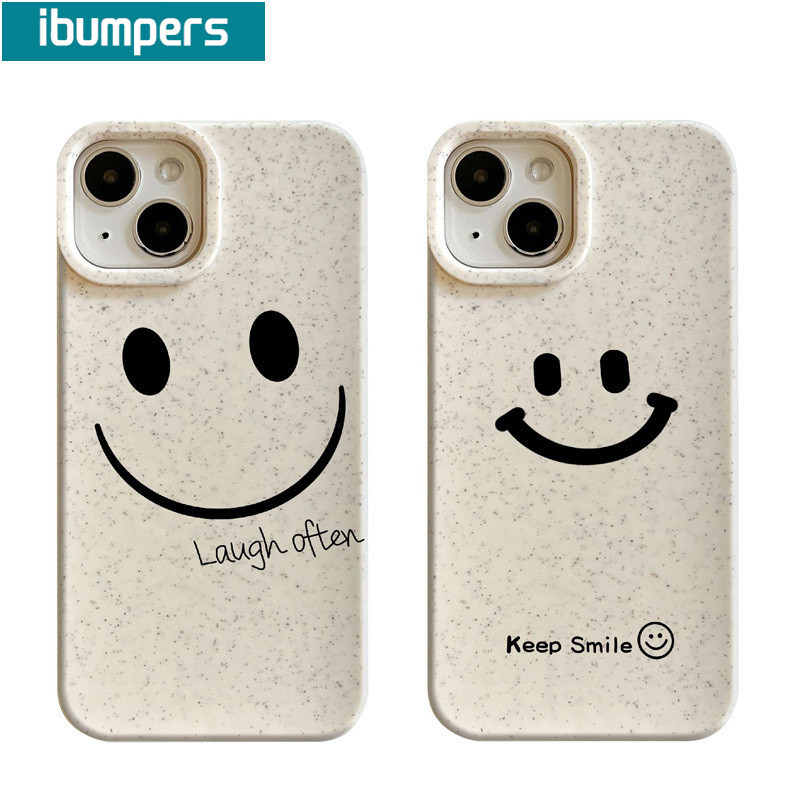 ibumpers Hàn Quốc Đơn Giản Khuôn Mặt Cười Họa Tiết Ốp Lưng IPhone 16 15 14 13 12 11 Pro Max IP 7 8 Plus Iphon X Xs XR Xs Max Silicon Mềm Chống Sốc Ốp Lưng